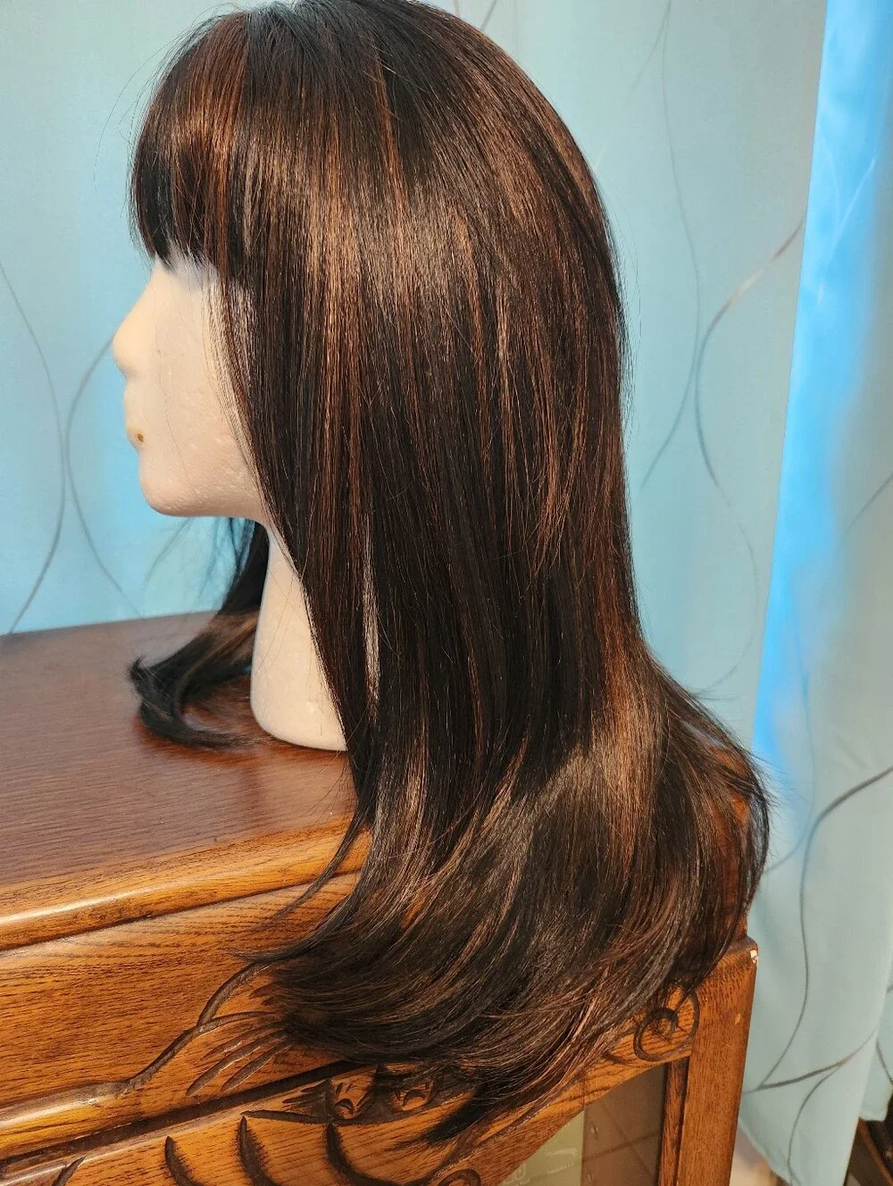 Vivica Fox Natural Dark Brown Long Layered Wig with Fringe
